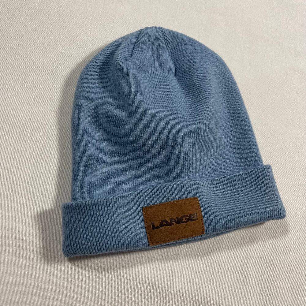 Lange Ski Blue Knit Cuffed Beanie Hat 100% Acrylic Winter Snow Sports